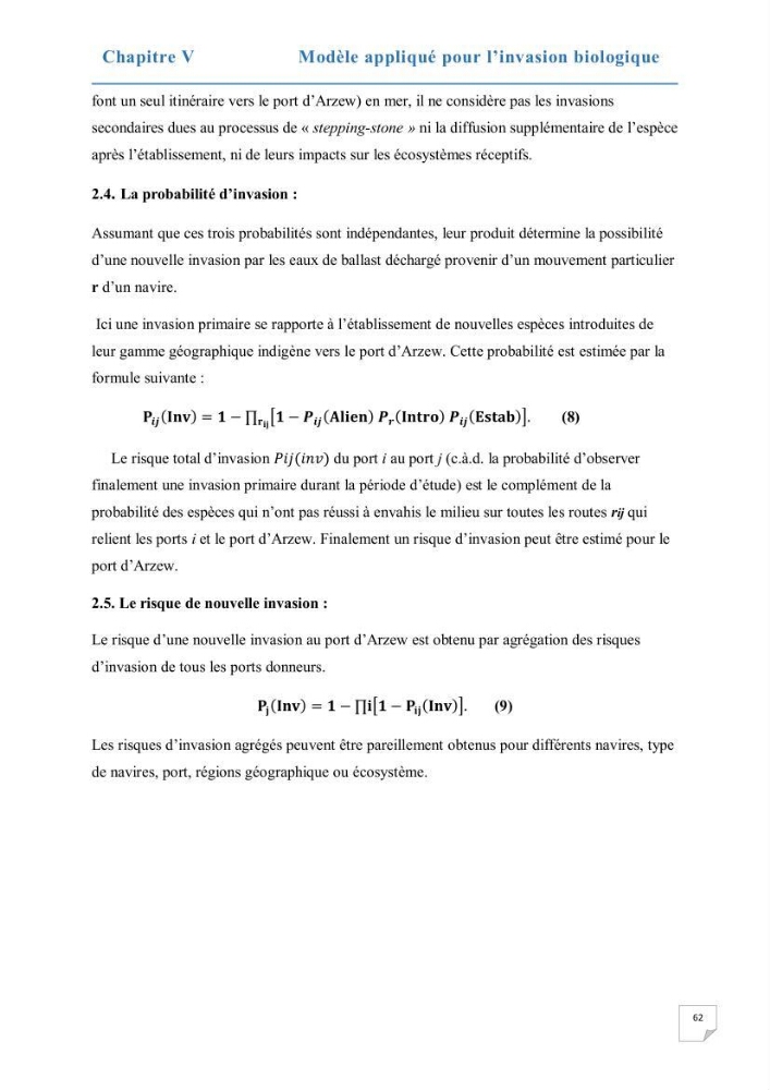 Contribution au développement d\'un modèle probabiliste pour estimer le risque d\'invasion par les eaux de ballast