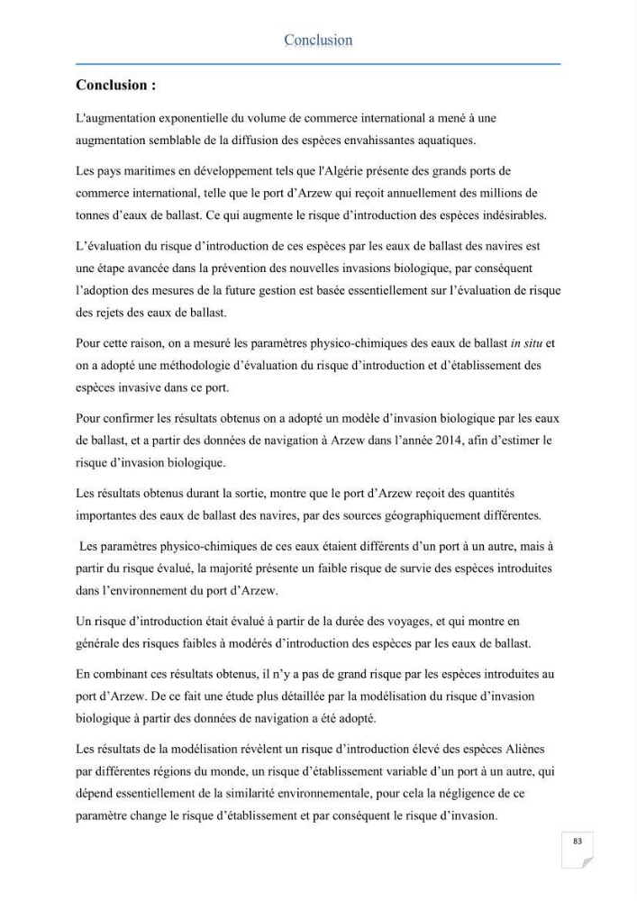 Contribution au développement d\'un modèle probabiliste pour estimer le risque d\'invasion par les eaux de ballast