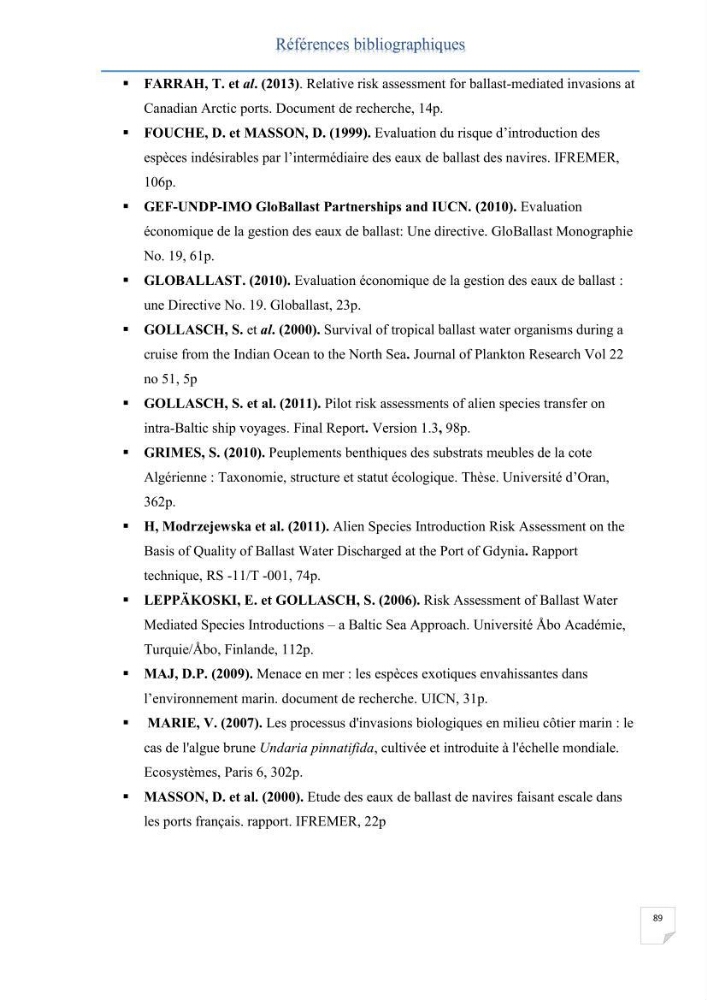 Contribution au développement d\'un modèle probabiliste pour estimer le risque d\'invasion par les eaux de ballast