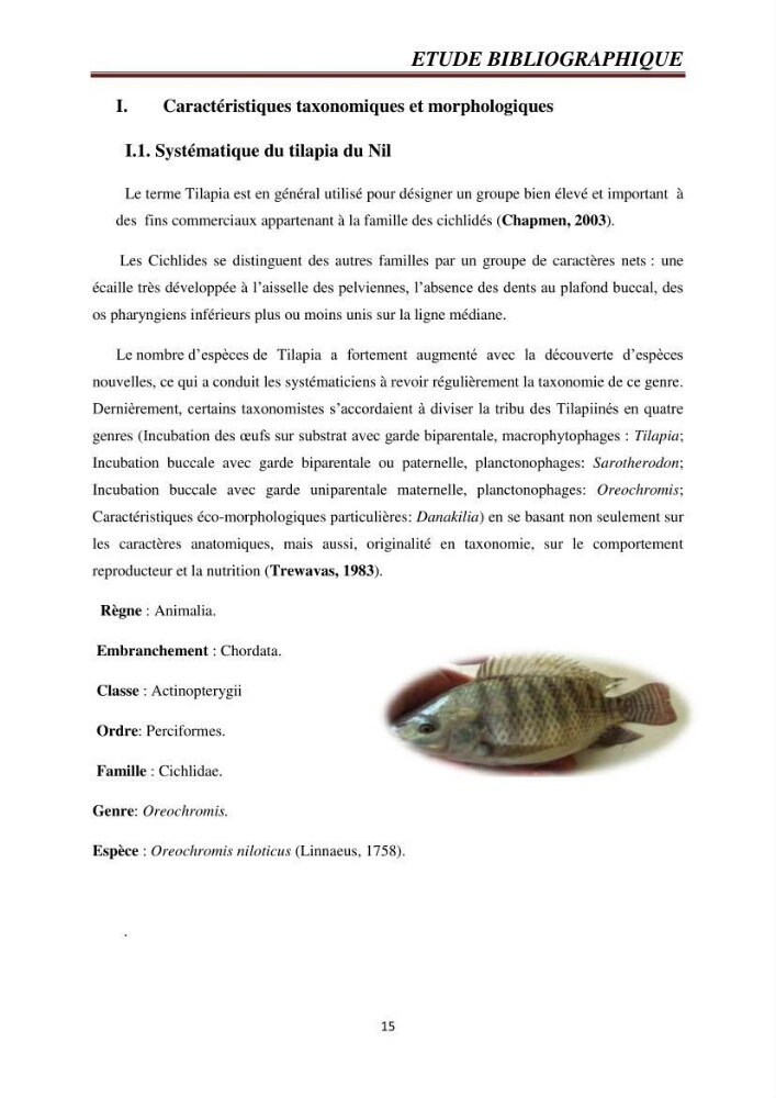 Etude comparative de deux types d\'aliment pour l\'élevage du Tilapia du Nil ( Oreochromis niloticus):
