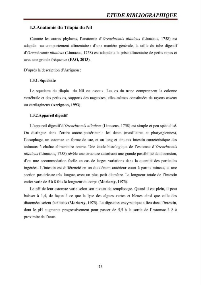 Etude comparative de deux types d\'aliment pour l\'élevage du Tilapia du Nil ( Oreochromis niloticus):