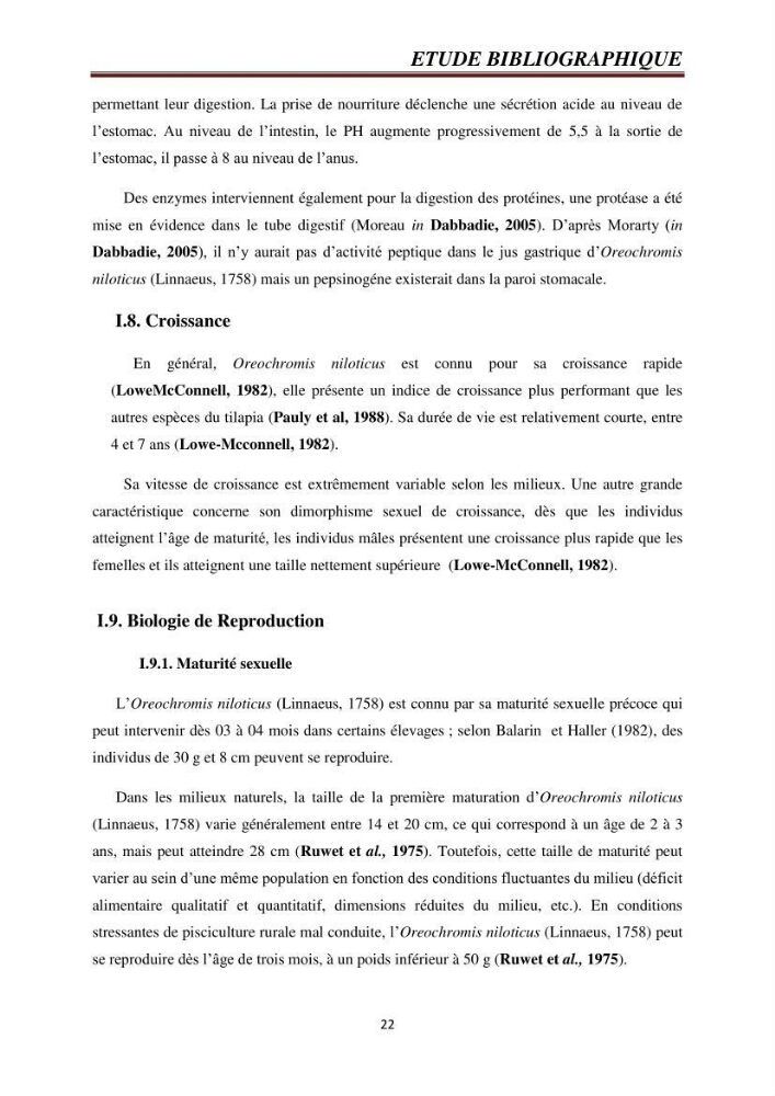 Etude comparative de deux types d\'aliment pour l\'élevage du Tilapia du Nil ( Oreochromis niloticus):