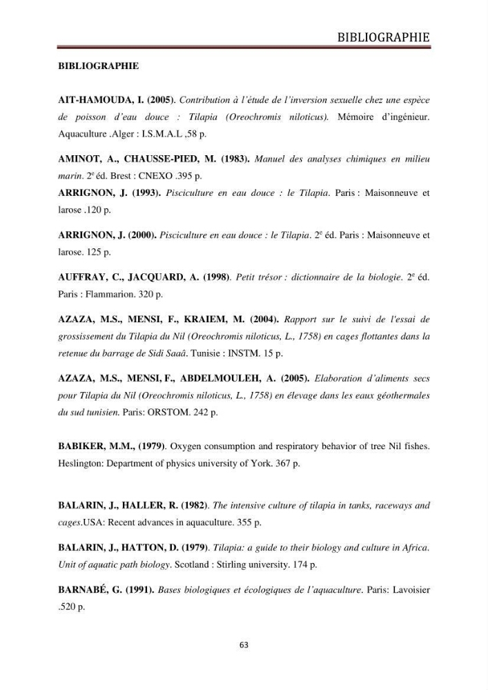 Etude comparative de deux types d\'aliment pour l\'élevage du Tilapia du Nil ( Oreochromis niloticus):