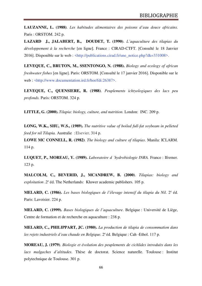 Etude comparative de deux types d\'aliment pour l\'élevage du Tilapia du Nil ( Oreochromis niloticus):