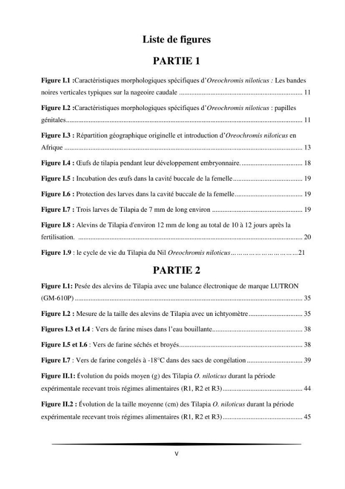 Valorisation de la culture des vers de farine dans l\'alimentation du Tilapia du Nil Oreochromis niloticus (Linnaeus, 1758°
