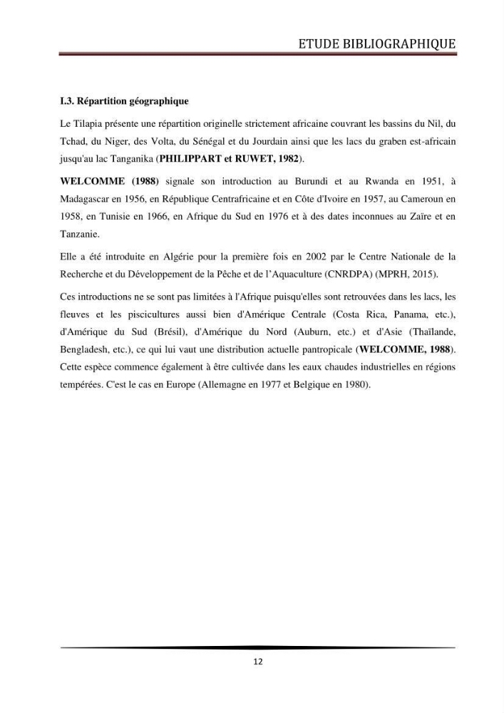 Valorisation de la culture des vers de farine dans l\'alimentation du Tilapia du Nil Oreochromis niloticus (Linnaeus, 1758°