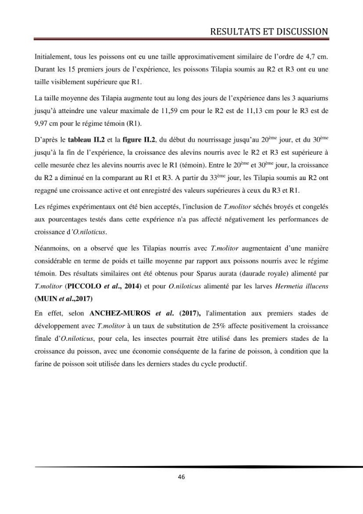 Valorisation de la culture des vers de farine dans l\'alimentation du Tilapia du Nil Oreochromis niloticus (Linnaeus, 1758°