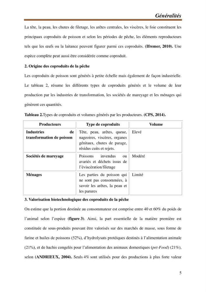 Contribution à l\'étude de la valorisation des coproduits des éspèces halieutique de la pêcherie algérienne: