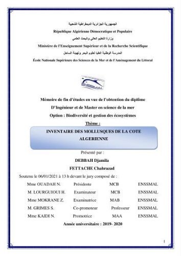 Inventaire des mollusques de la côte Algérienne Inventaire des mollusques de la côte Algérienne
