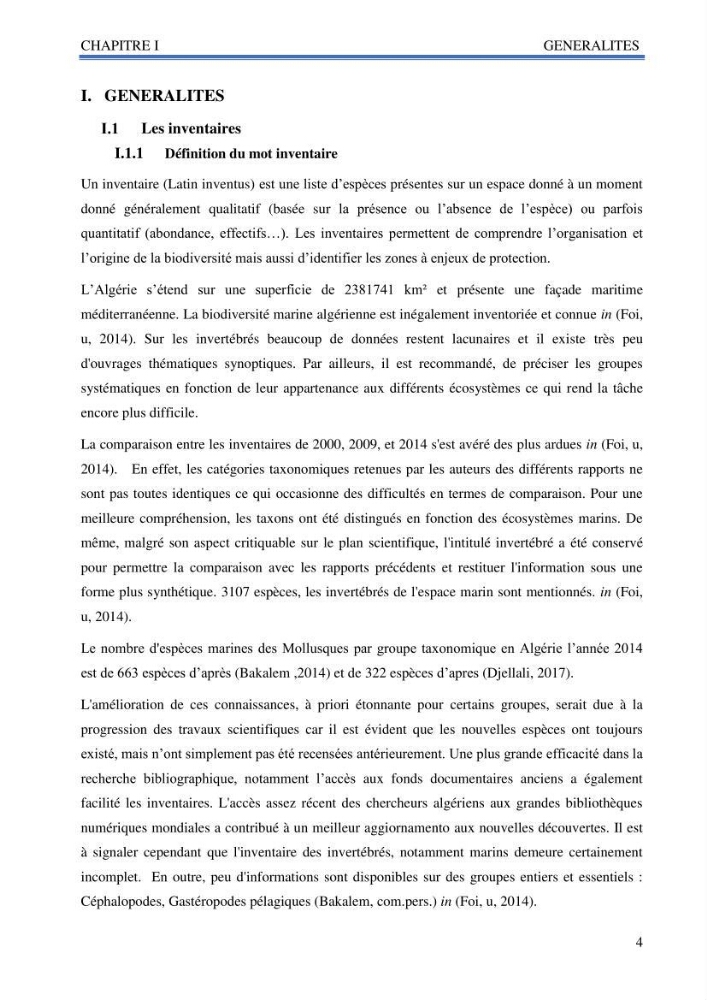 Inventaire des mollusques de la côte Algérienne
