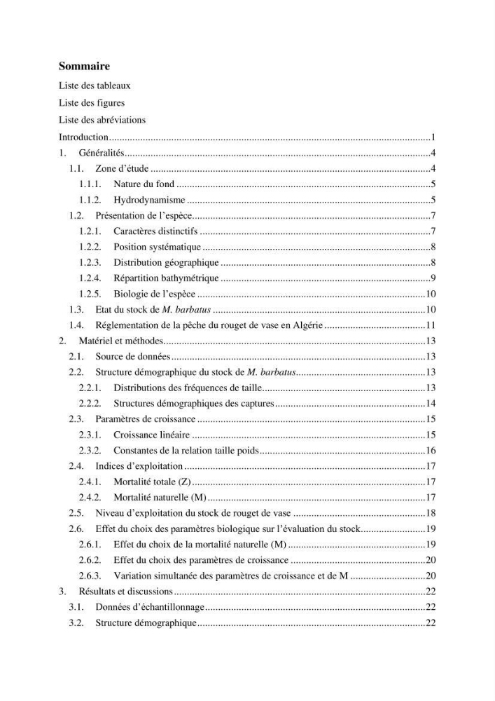 Effet du choix des paramètres de croissance et de la mortalité naturelle par l\'évaluation du stck du rouget barbet Mullus barbatus Linnaeus, 1758 ( Actinopteri, Mollidae) dans la côte algérienne