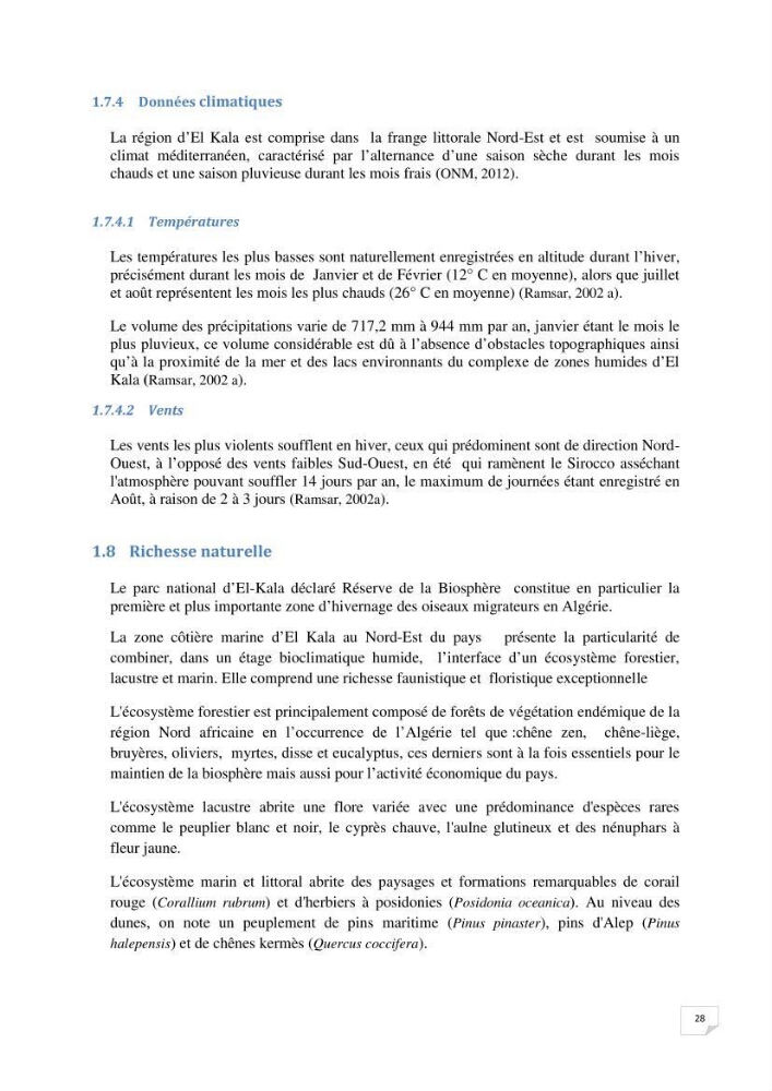 Inventaire de la faune et de la flore marine remarquable des espaces d\'intérêt écologique du secteur Est de la côte Algérienne