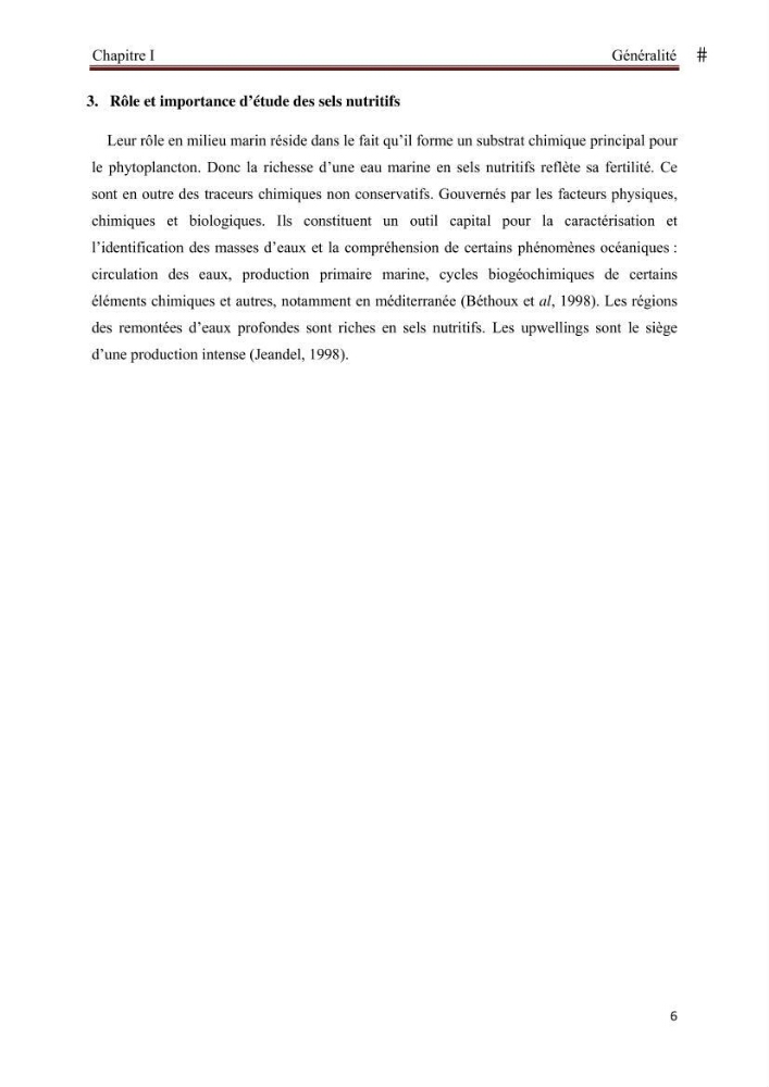 Analyse des sels nuritifs dans le port de Sidi-Fredj