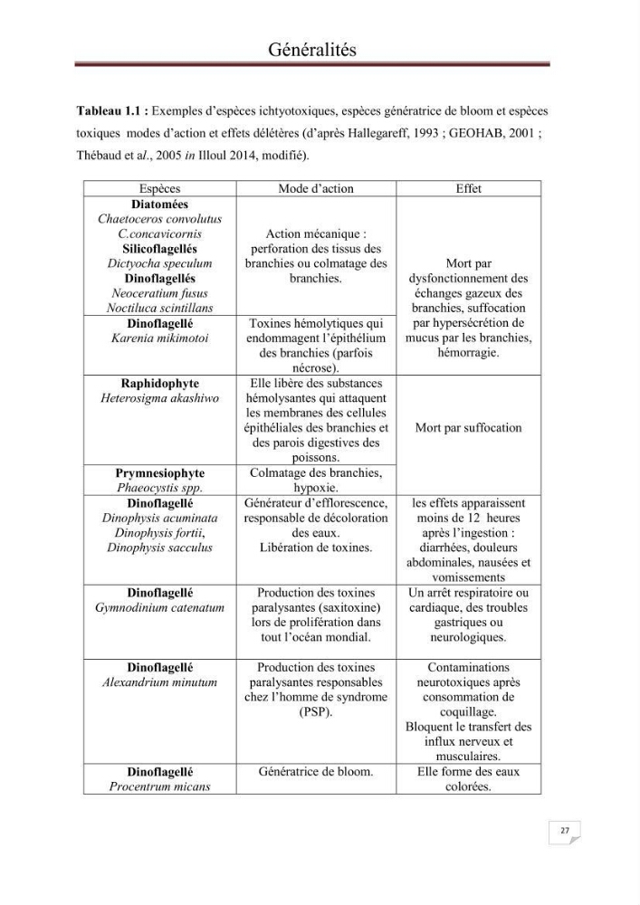 Contribution à l\'étude du phytoplancton nocif dans des zones confinées de la région d\'Alger( port et plage d\'Eldjamila,port et plage de Sidi fredj