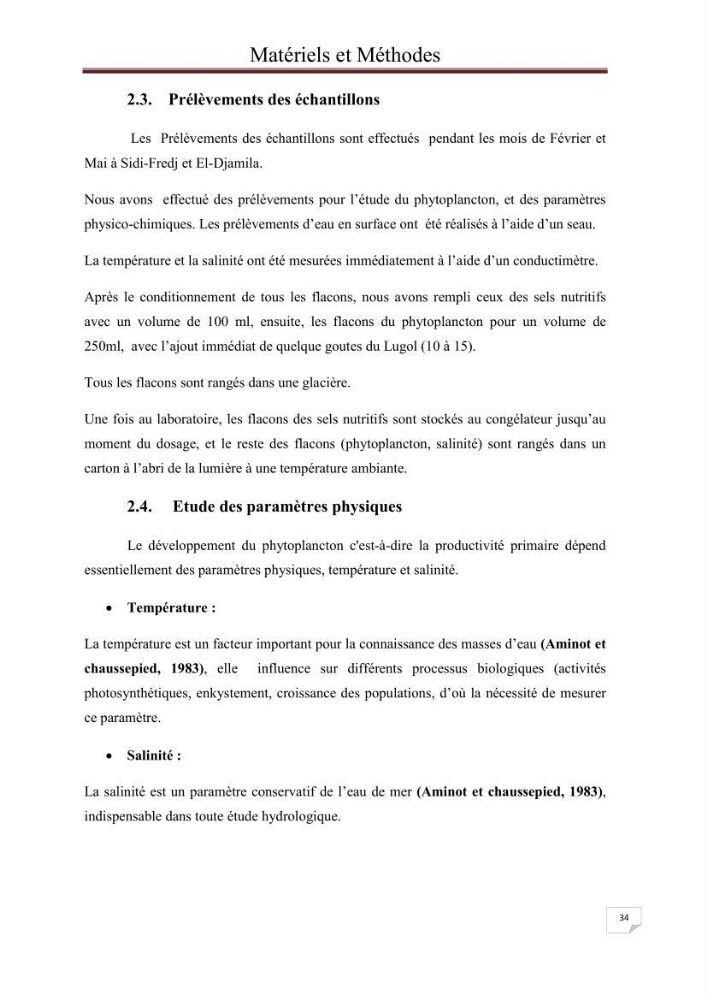 Contribution à l\'étude du phytoplancton nocif dans des zones confinées de la région d\'Alger( port et plage d\'Eldjamila,port et plage de Sidi fredj