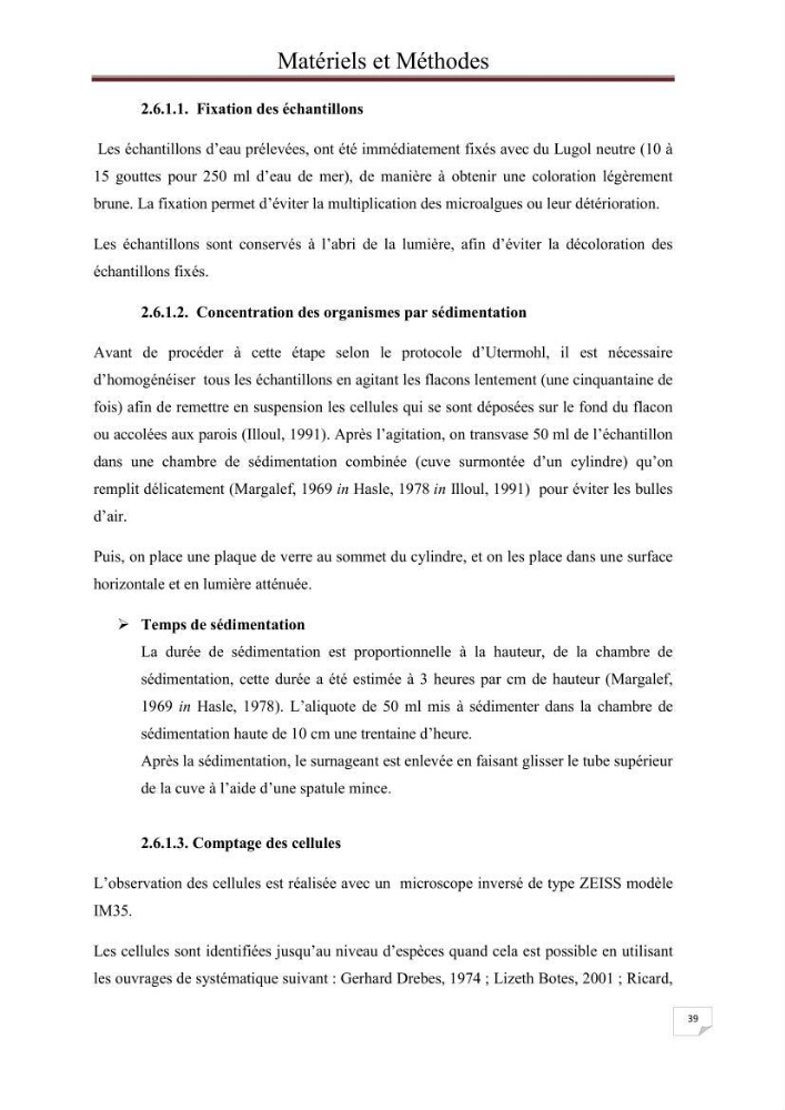 Contribution à l\'étude du phytoplancton nocif dans des zones confinées de la région d\'Alger( port et plage d\'Eldjamila,port et plage de Sidi fredj