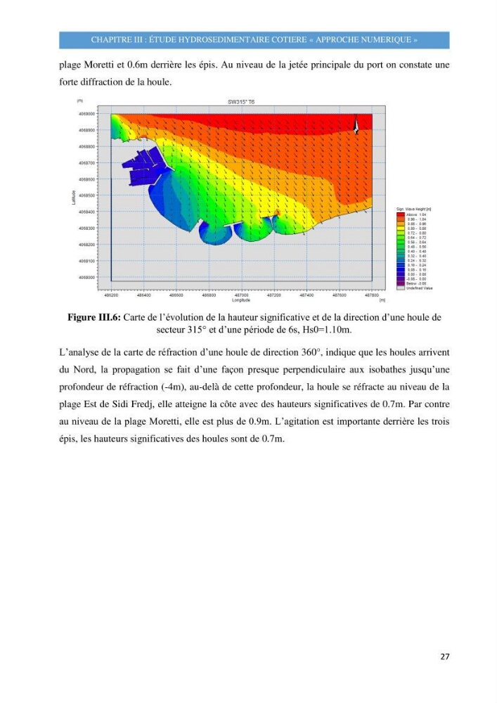 Evolution morphodynamique de la plage de Sidi-Fredj: modelisation hydrodynamique et cinématique du trait de côte