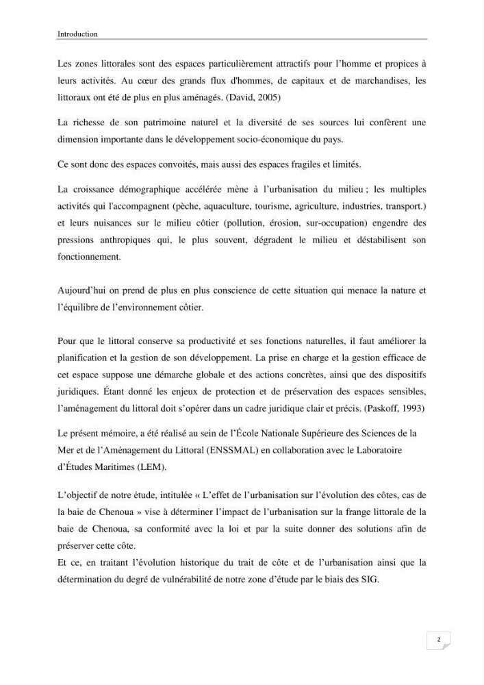 Effet de l\'urbanisation sur l\'évolution des côtes