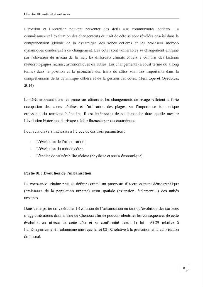 Effet de l\'urbanisation sur l\'évolution des côtes