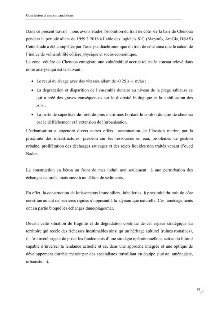 Effet de l\'urbanisation sur l\'évolution des côtes
