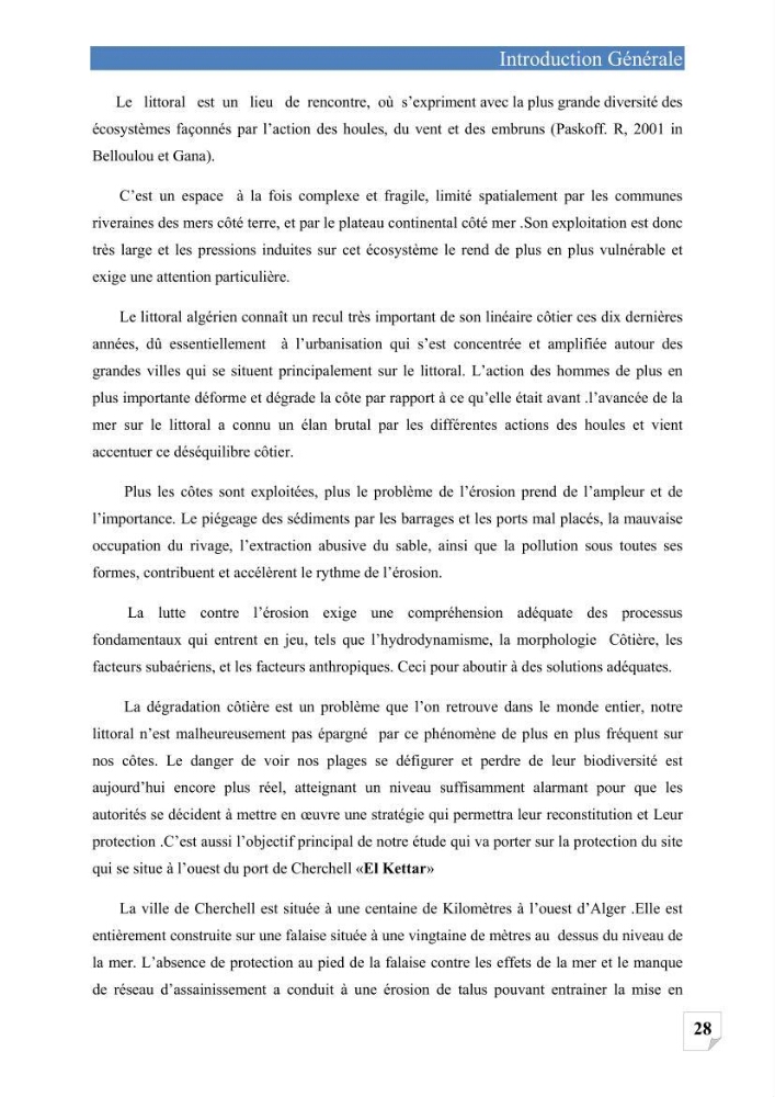 Etude de protection du rivage d\'el kettar-cherchell