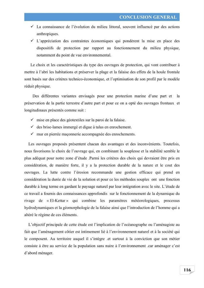 Etude de protection du rivage d\'el kettar-cherchell