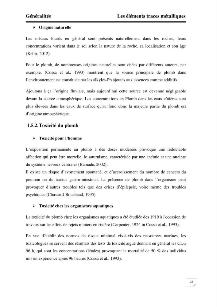 Etude de la biosorption des éléments traces métaliques (Pb2+,Cd2+,et Zn2+) sur une biomasse marine