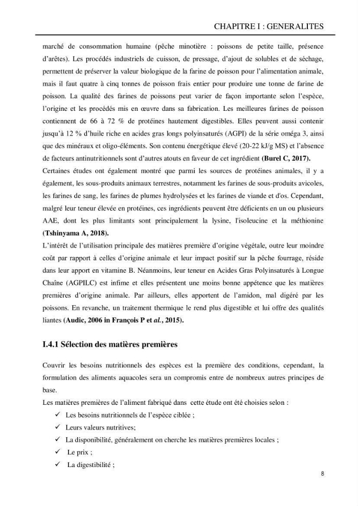 Contribution à l’élaboration d’un aliment composé destiné à l’élevage du loup de mer Dicentrachus labrax (Linnaeus, 1758) :