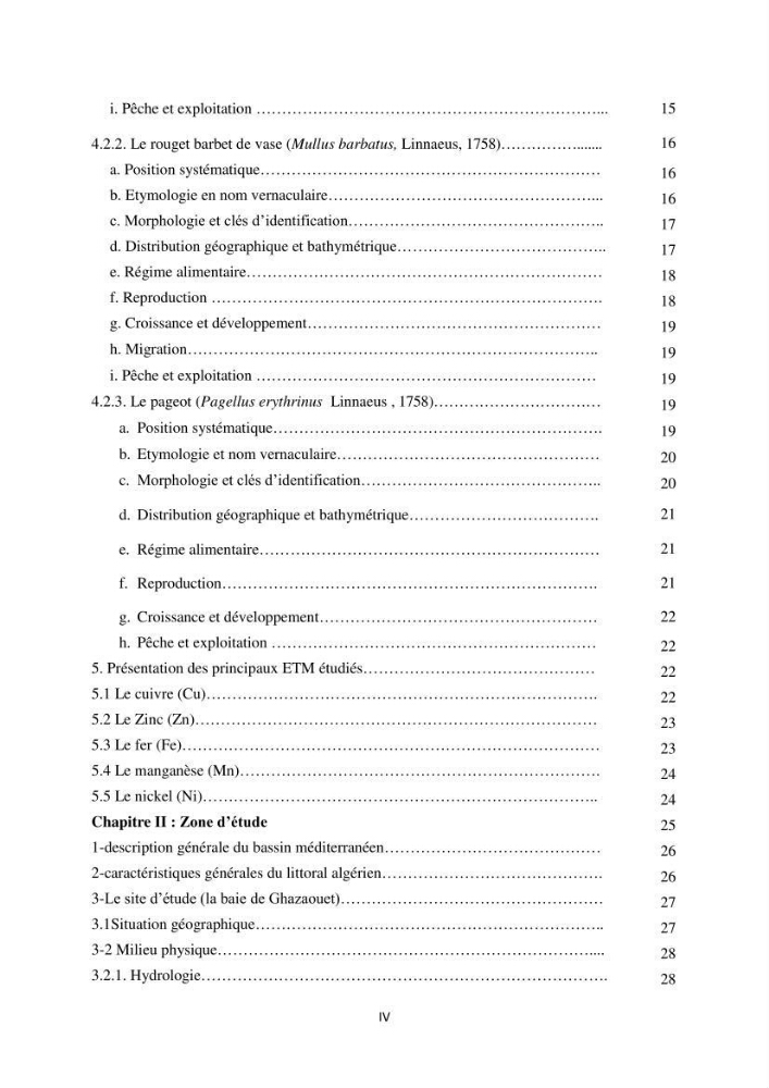 Etude de la bioaccumulation des métaux traces par trois poissons démersaux dans le golfe de Ghazaouet: