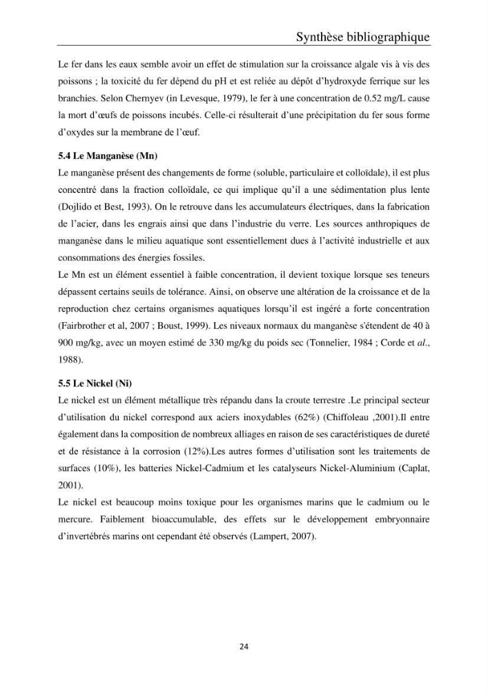 Etude de la bioaccumulation des métaux traces par trois poissons démersaux dans le golfe de Ghazaouet: