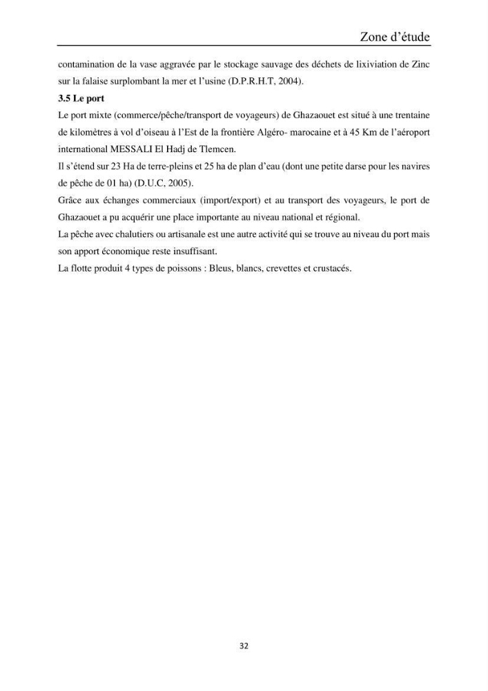 Etude de la bioaccumulation des métaux traces par trois poissons démersaux dans le golfe de Ghazaouet: