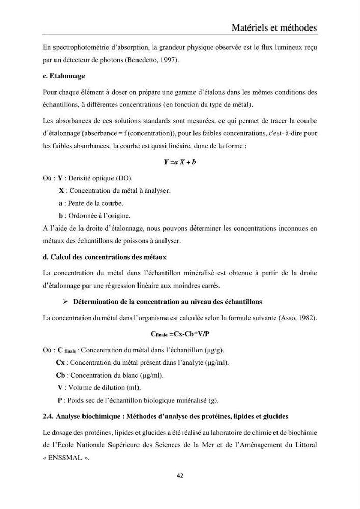 Etude de la bioaccumulation des métaux traces par trois poissons démersaux dans le golfe de Ghazaouet:
