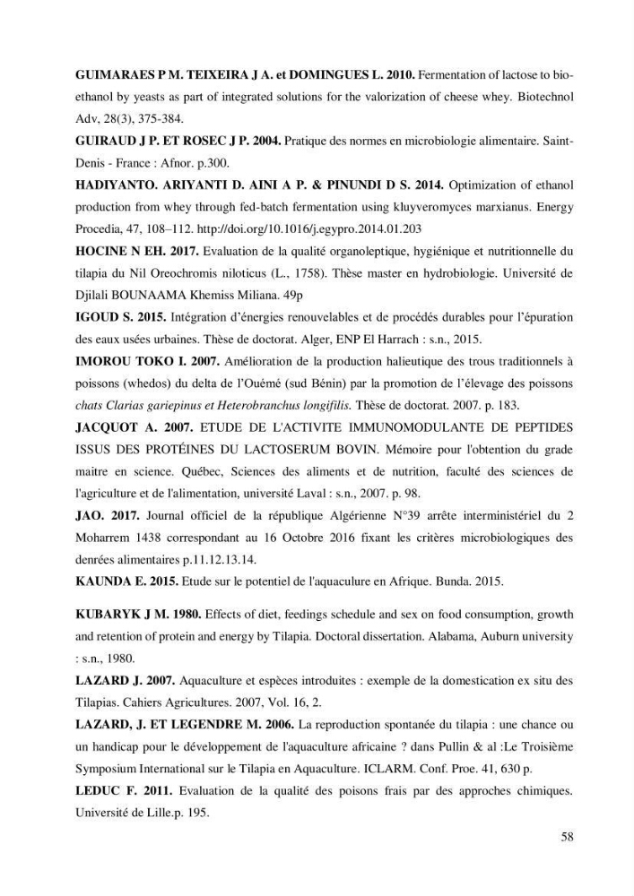 Valorisation des sous-produits de l\'industrie laitières (DANONE) en vue de la fabrication d\'un aliment aquacole:
