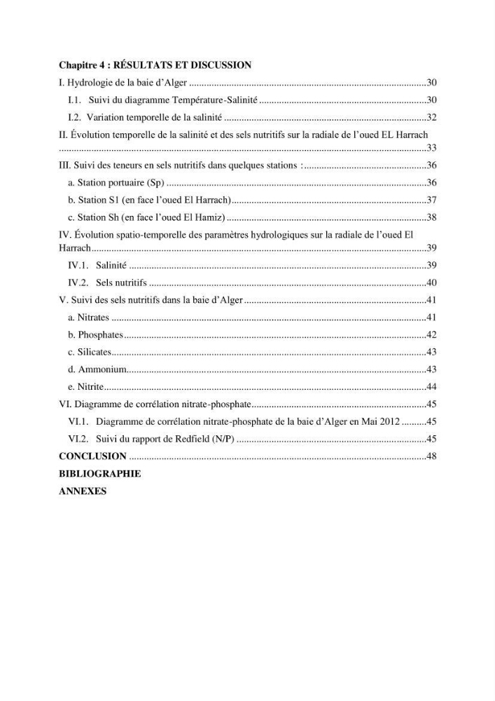 Les paramètres physico-chimiques et les sels nutritifs dans la baie d\'Alger