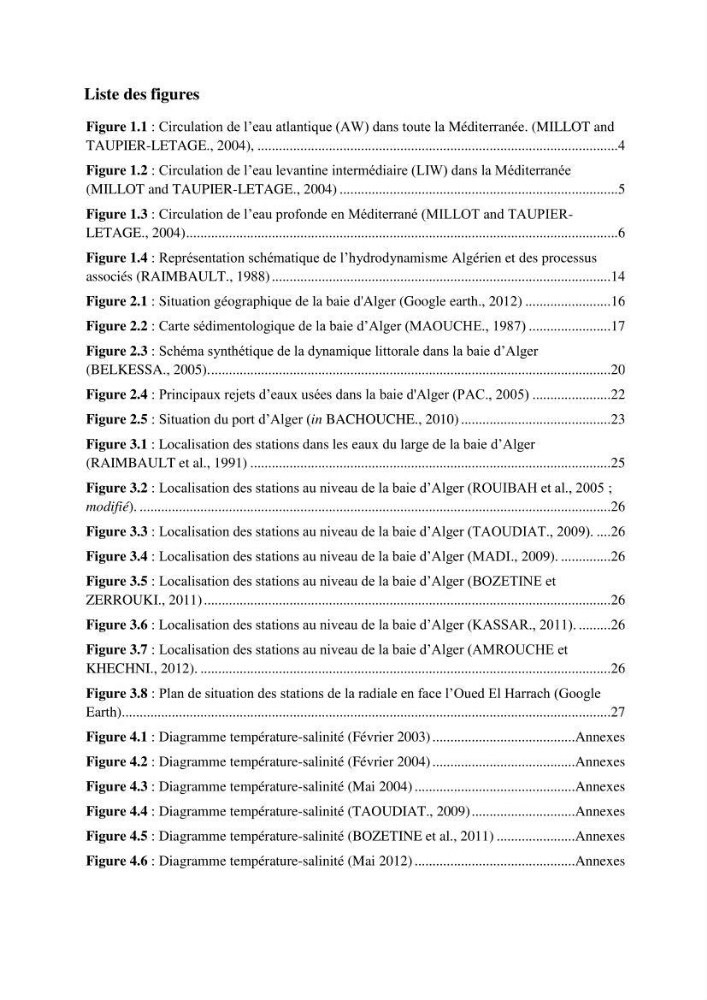 Les paramètres physico-chimiques et les sels nutritifs dans la baie d\'Alger