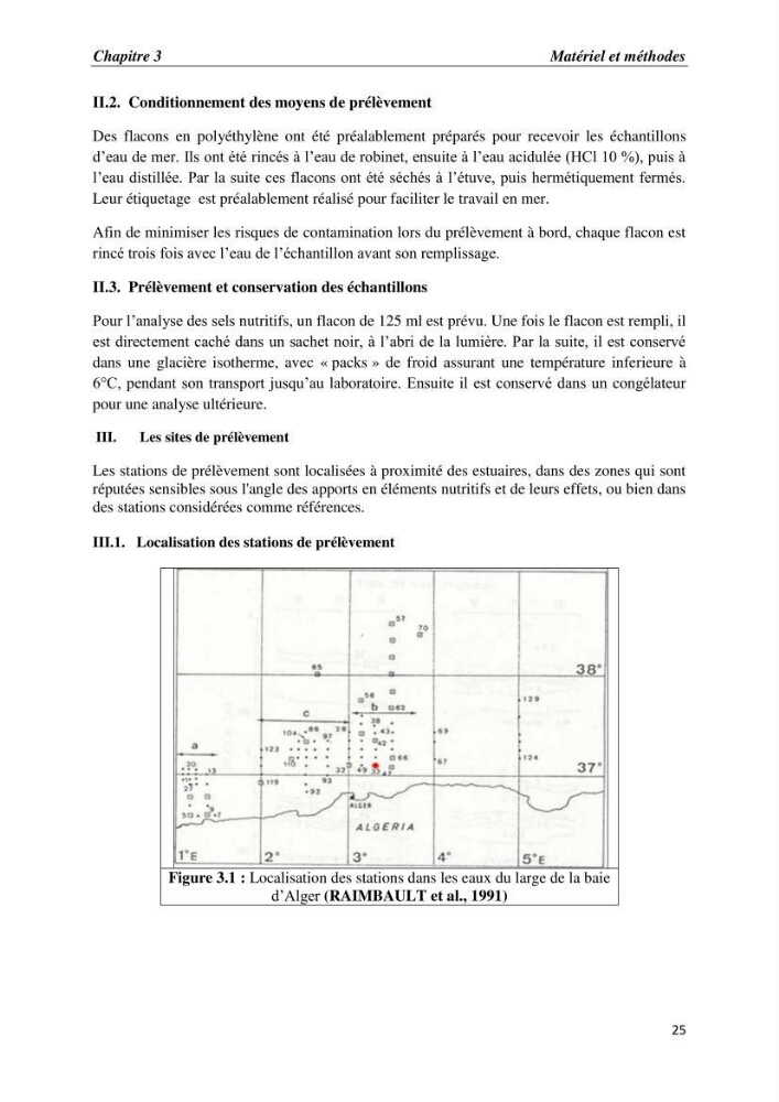 Les paramètres physico-chimiques et les sels nutritifs dans la baie d\'Alger