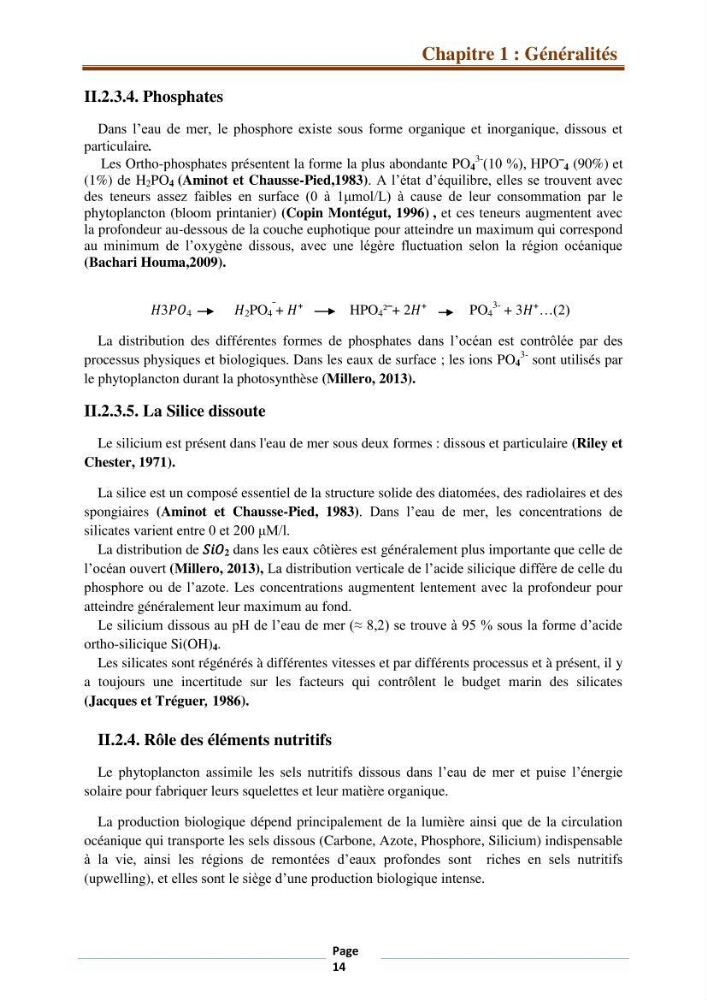 Suivi des paramètres physico-chimiques et des sels nutritifs dans la côte Algéroise