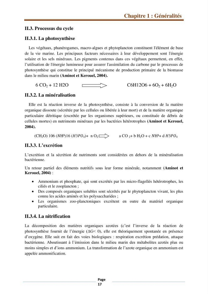 Suivi des paramètres physico-chimiques et des sels nutritifs dans la côte Algéroise
