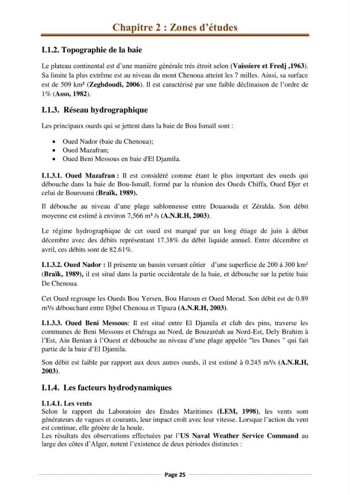 Suivi des paramètres physico-chimiques et des sels nutritifs dans la côte Algéroise