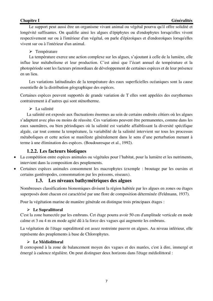 Biodiversité de la flore marine benthique de la region d\'El Djamila taxonomie et ecologie