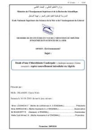 Etude d'une chlorobionte caulerpale: caulerpa racemos (forme invasive): espèce nouvellement introduite en Algérie