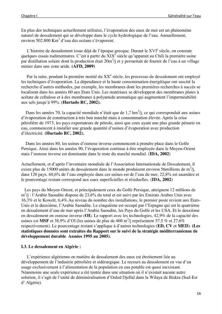 Impact des rejets de dessalement sur la qualité des eaux de mer ( cas des trois stations: cap djenat, El hamma, Fouka