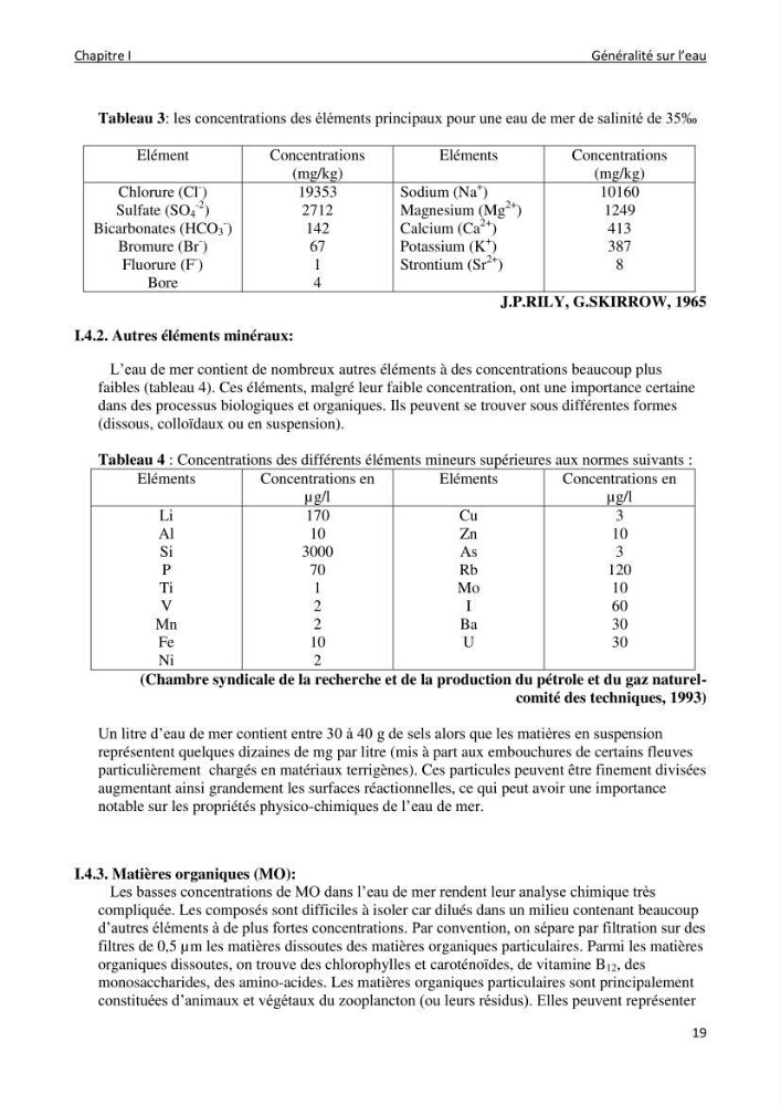 Impact des rejets de dessalement sur la qualité des eaux de mer ( cas des trois stations: cap djenat, El hamma, Fouka