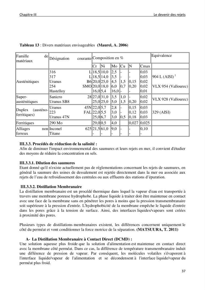 Impact des rejets de dessalement sur la qualité des eaux de mer ( cas des trois stations: cap djenat, El hamma, Fouka