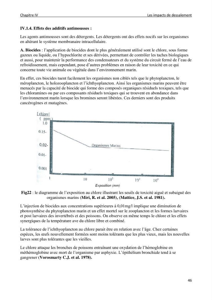 Impact des rejets de dessalement sur la qualité des eaux de mer ( cas des trois stations: cap djenat, El hamma, Fouka