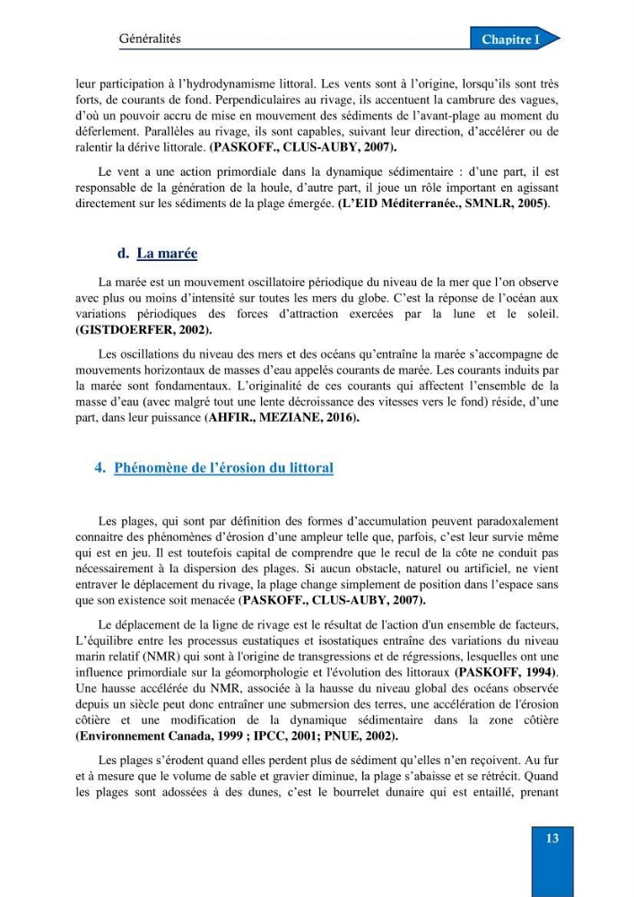 Contribution à la connaissance de la morphologie et de la dynamique sédimentaire du littoral centre de l\'Algèrie