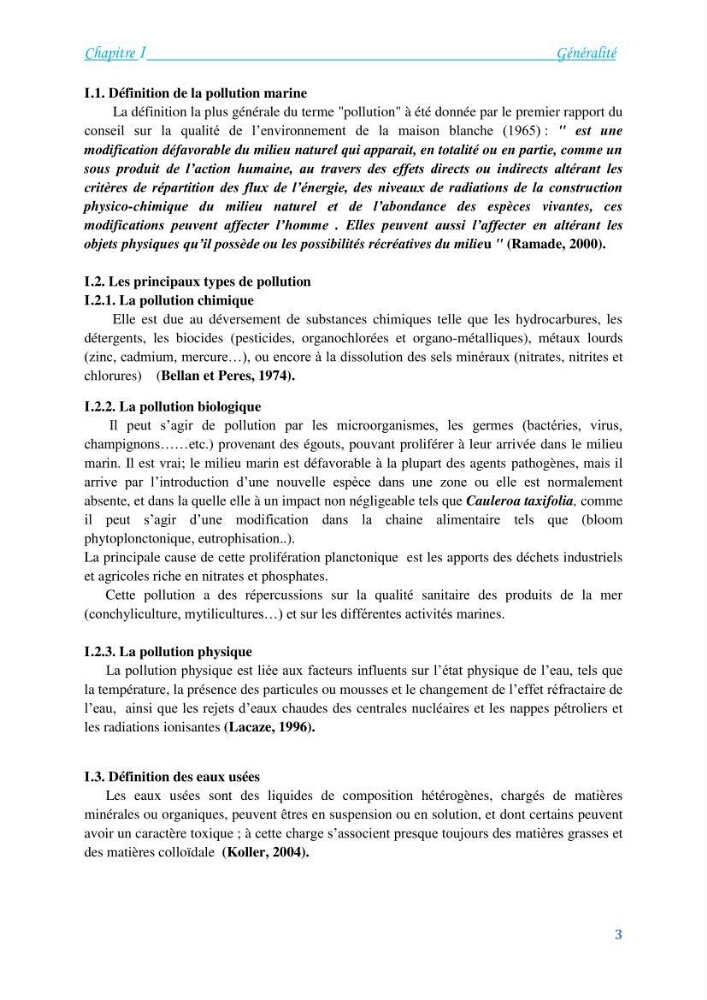 Détermination de l\'influence du rejet des eaux usées épurées par la STEP de Tipaza sur les caractéristiques physico-chimiques et bactériologiques des eaux de mer, cas de la plage de Chenoua