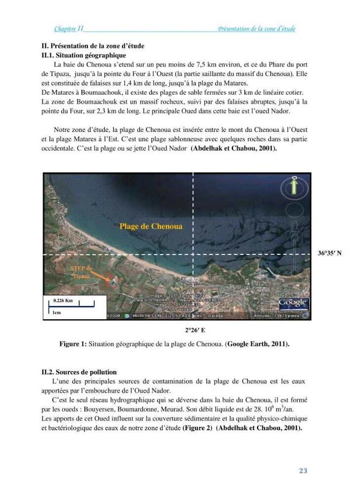 Détermination de l\'influence du rejet des eaux usées épurées par la STEP de Tipaza sur les caractéristiques physico-chimiques et bactériologiques des eaux de mer, cas de la plage de Chenoua
