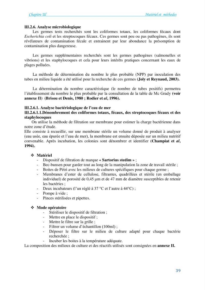 Détermination de l\'influence du rejet des eaux usées épurées par la STEP de Tipaza sur les caractéristiques physico-chimiques et bactériologiques des eaux de mer, cas de la plage de Chenoua