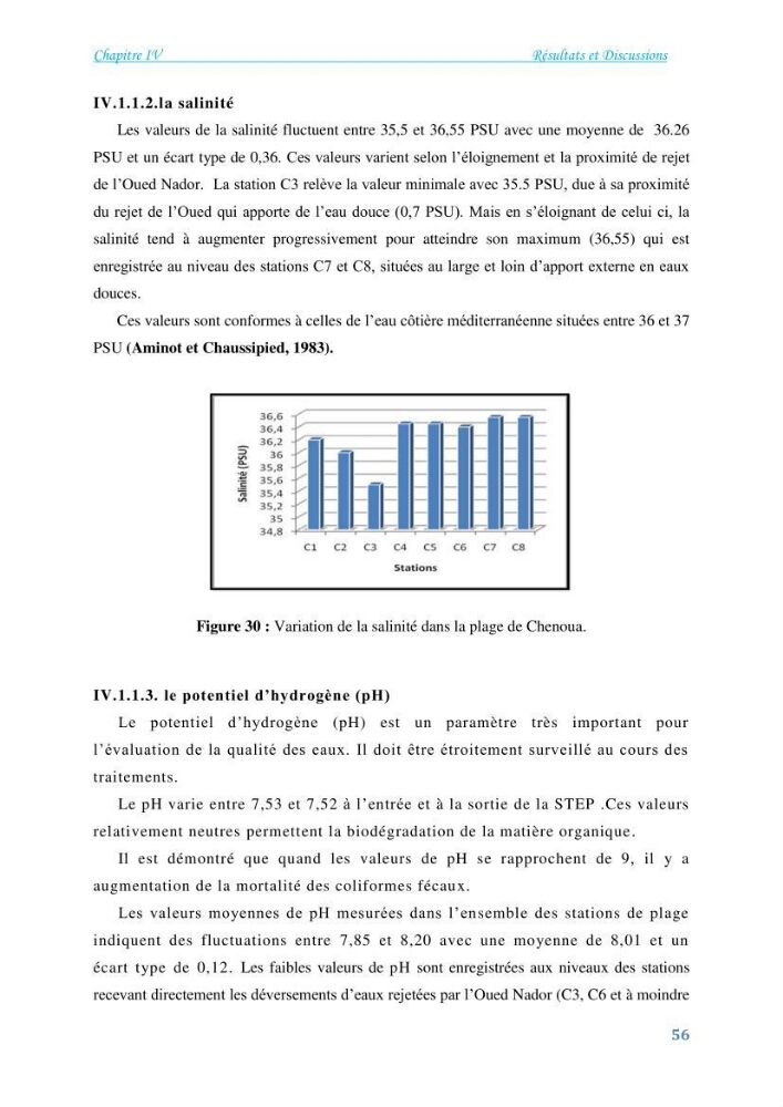 Détermination de l\'influence du rejet des eaux usées épurées par la STEP de Tipaza sur les caractéristiques physico-chimiques et bactériologiques des eaux de mer, cas de la plage de Chenoua